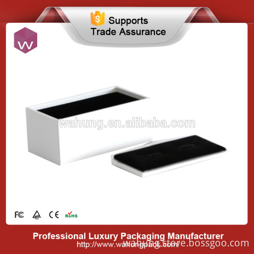 White color personalized velvet lining jewellery cufflink box